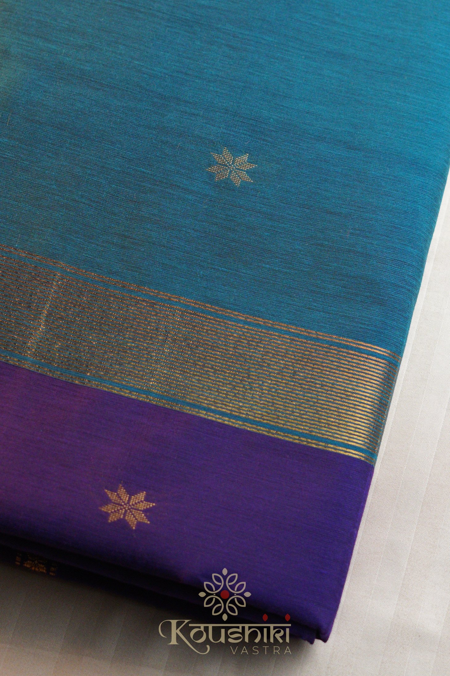 DSC01307 copy Semi Maheshwari Cotton Silk – Blue - Image 1