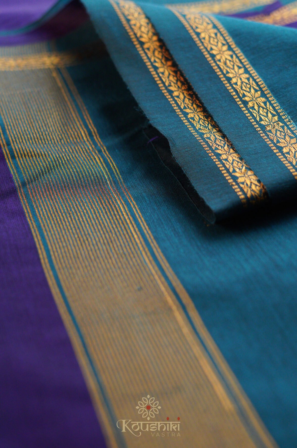 Semi Maheshwari Cotton Silk – Blue - Image 4