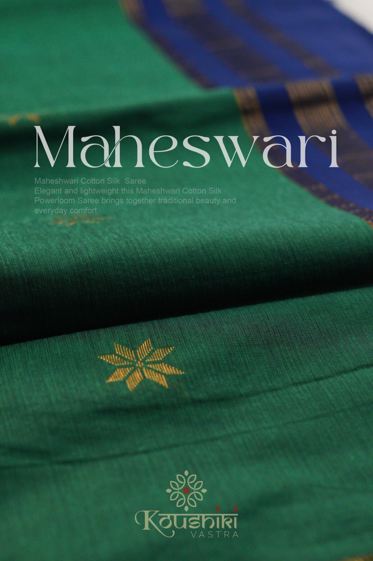 Semi Maheshwari Cotton Sik – Green - Image 4