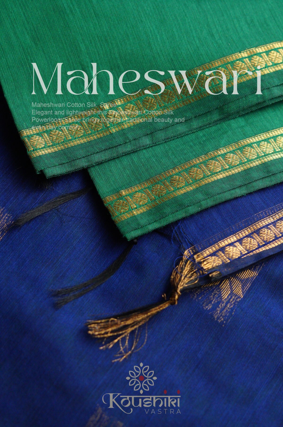 Semi Maheshwari Cotton Sik – Green - Image 3