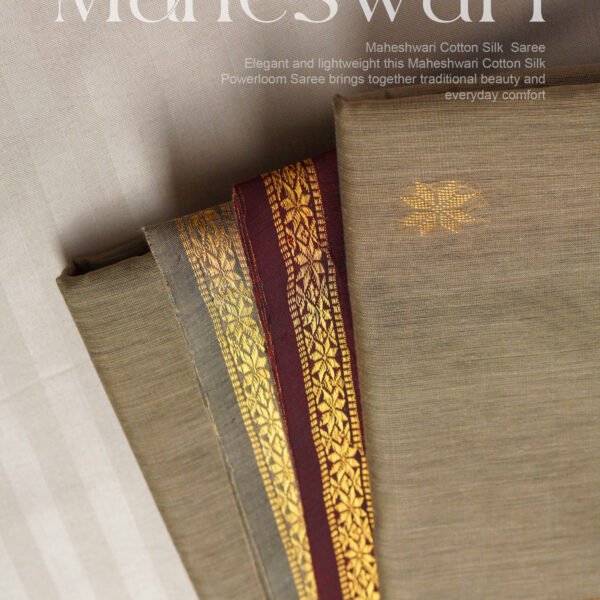 Semi Maheshwari Cotton Sik – Beige