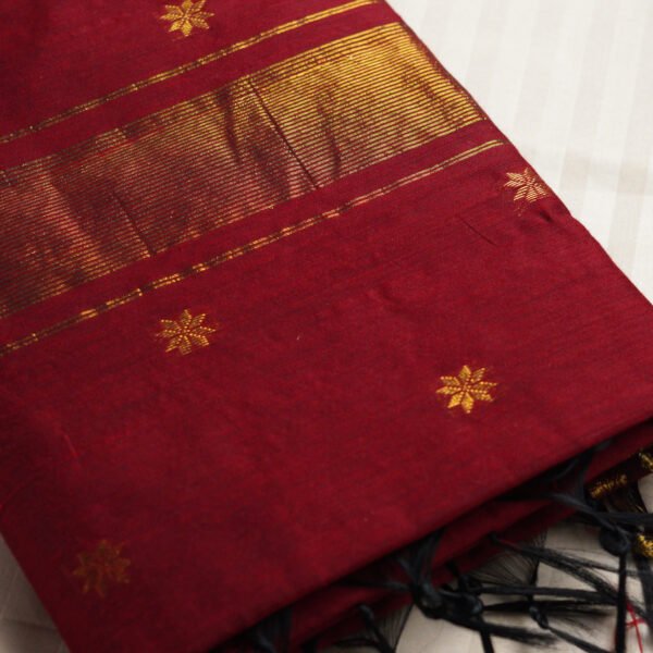 Semi Maheshwari Cotton Sik – Red