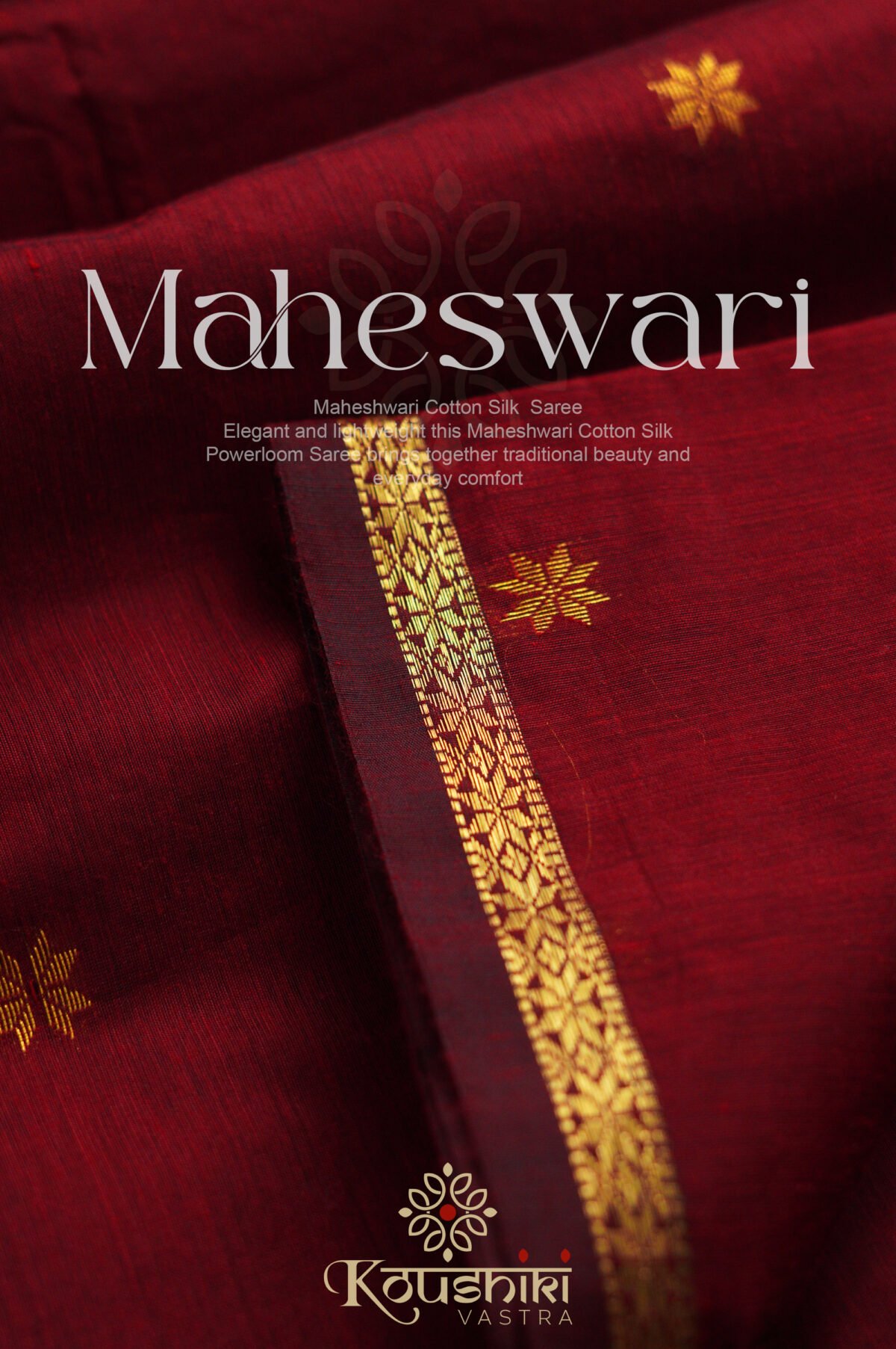 Semi Maheshwari Cotton Sik – Red - Image 3