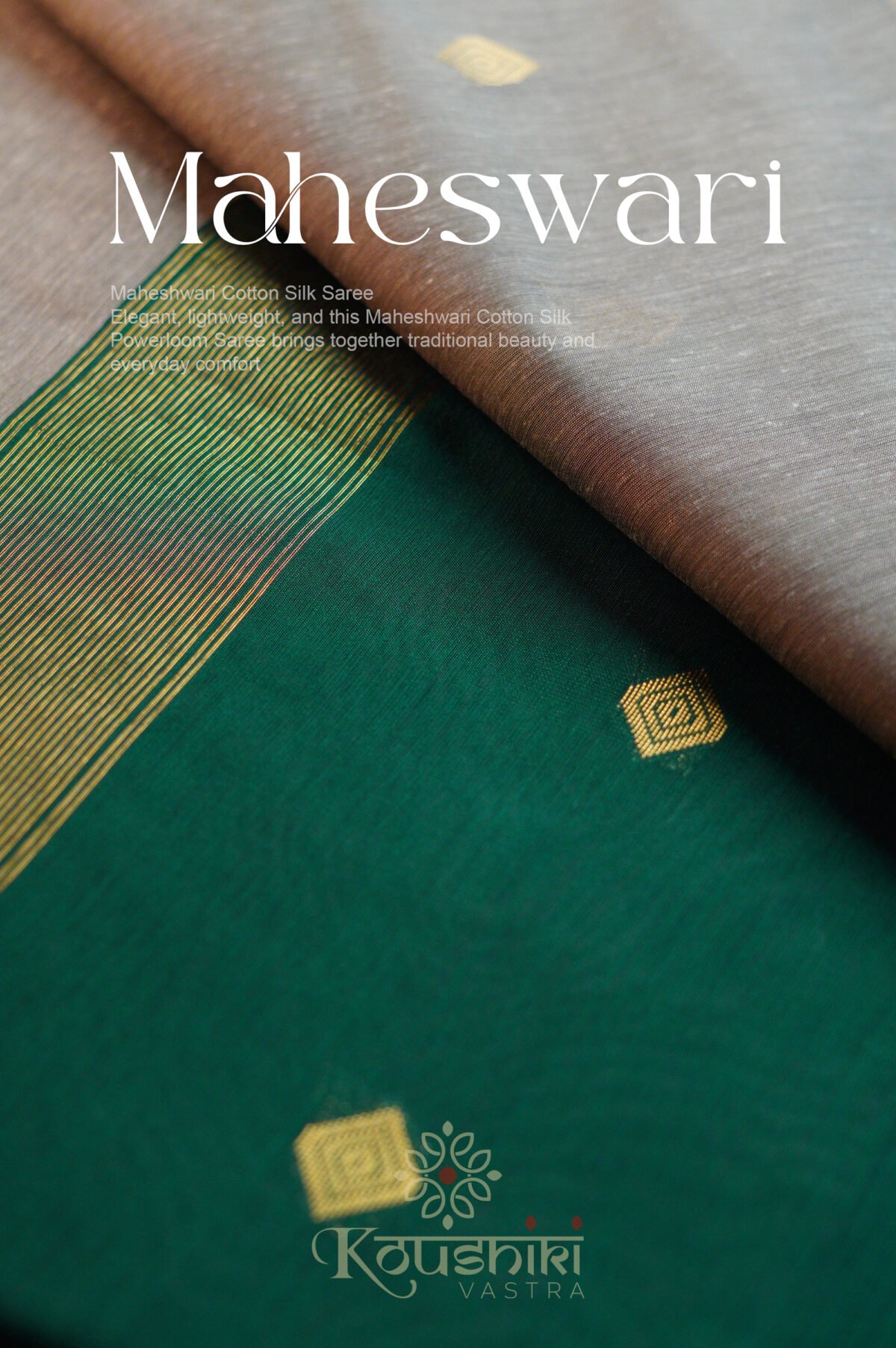 Semi Maheshwari Cotton Silk – Grey - Image 5