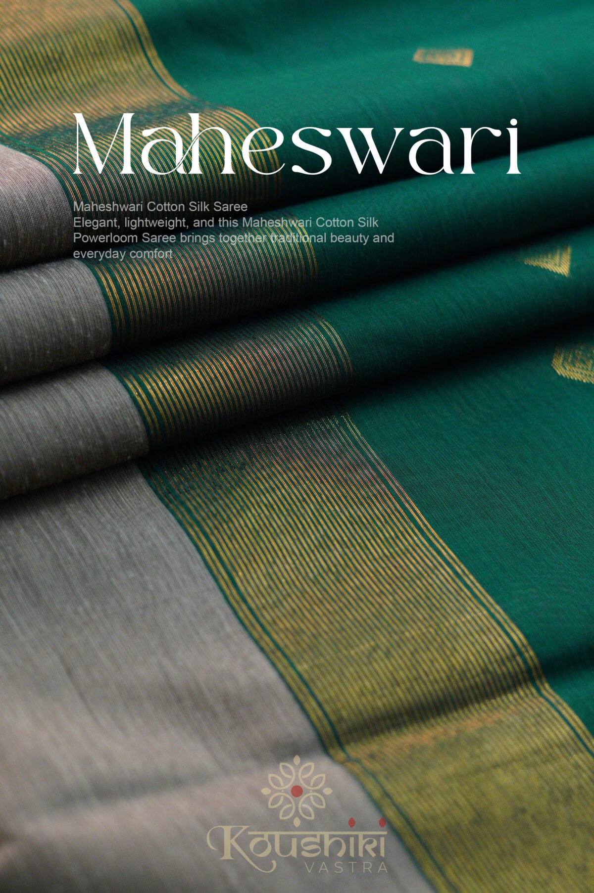 Semi Maheshwari Cotton Silk – Grey - Image 3