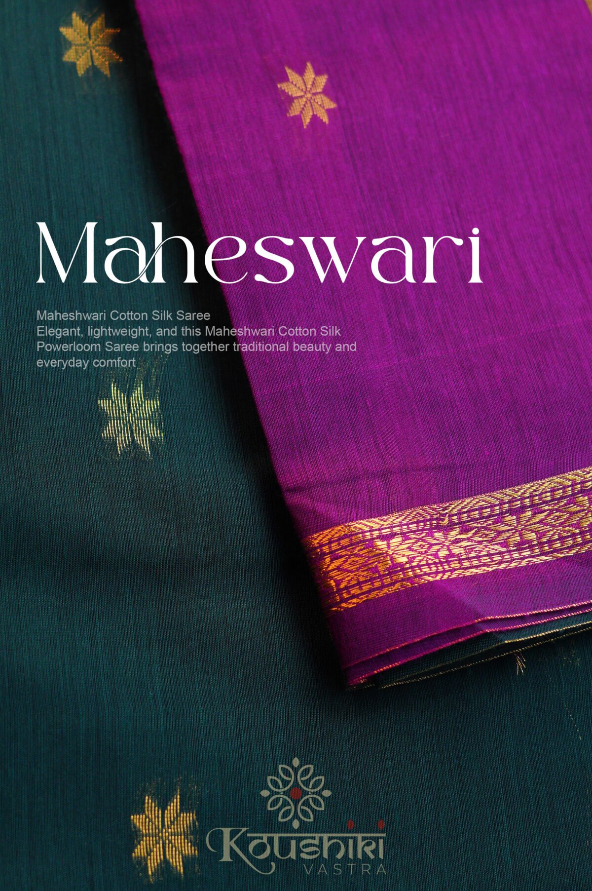 Semi Maheshwari Cotton Silk – Green - Image 5