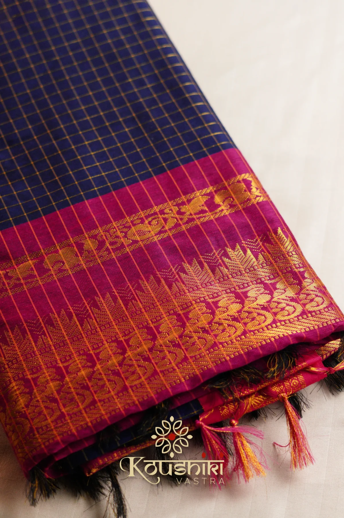 Checked Kalyani Cotton – Blue - Image 6