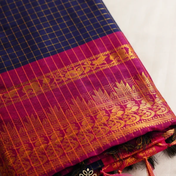 Checked Kalyani Cotton – Blue