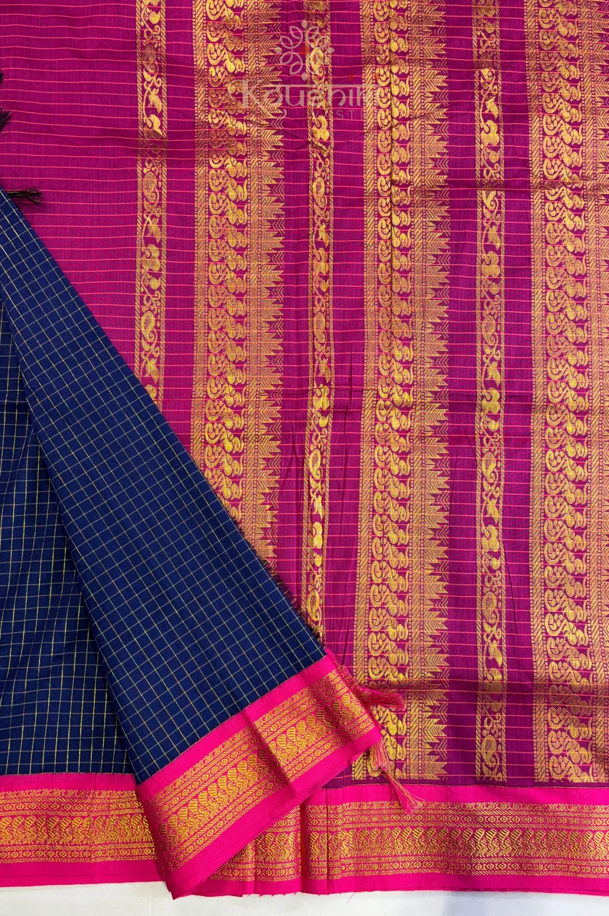 Checked Kalyani Cotton – Blue - Image 5
