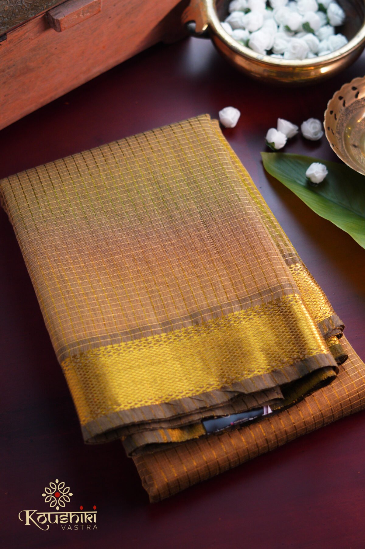 Slik Cotton Checks – Beige - Image 4