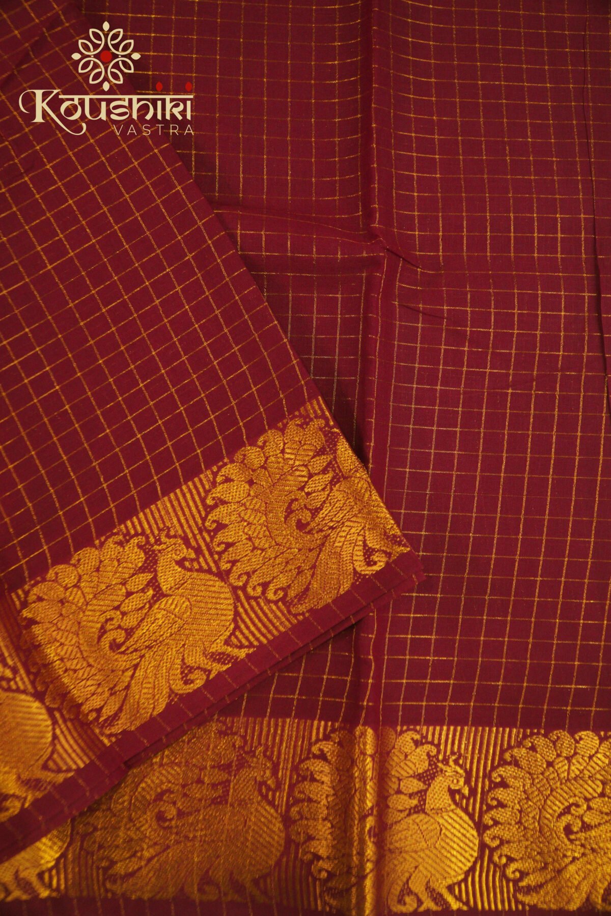 Sungudi Cotton – Maroon - Image 3