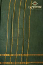 Green sungudi cotton saree pallu with traditional gold stripe pattern