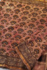 Pure Ajrakh Chanderi Silk – Brown - Image 5