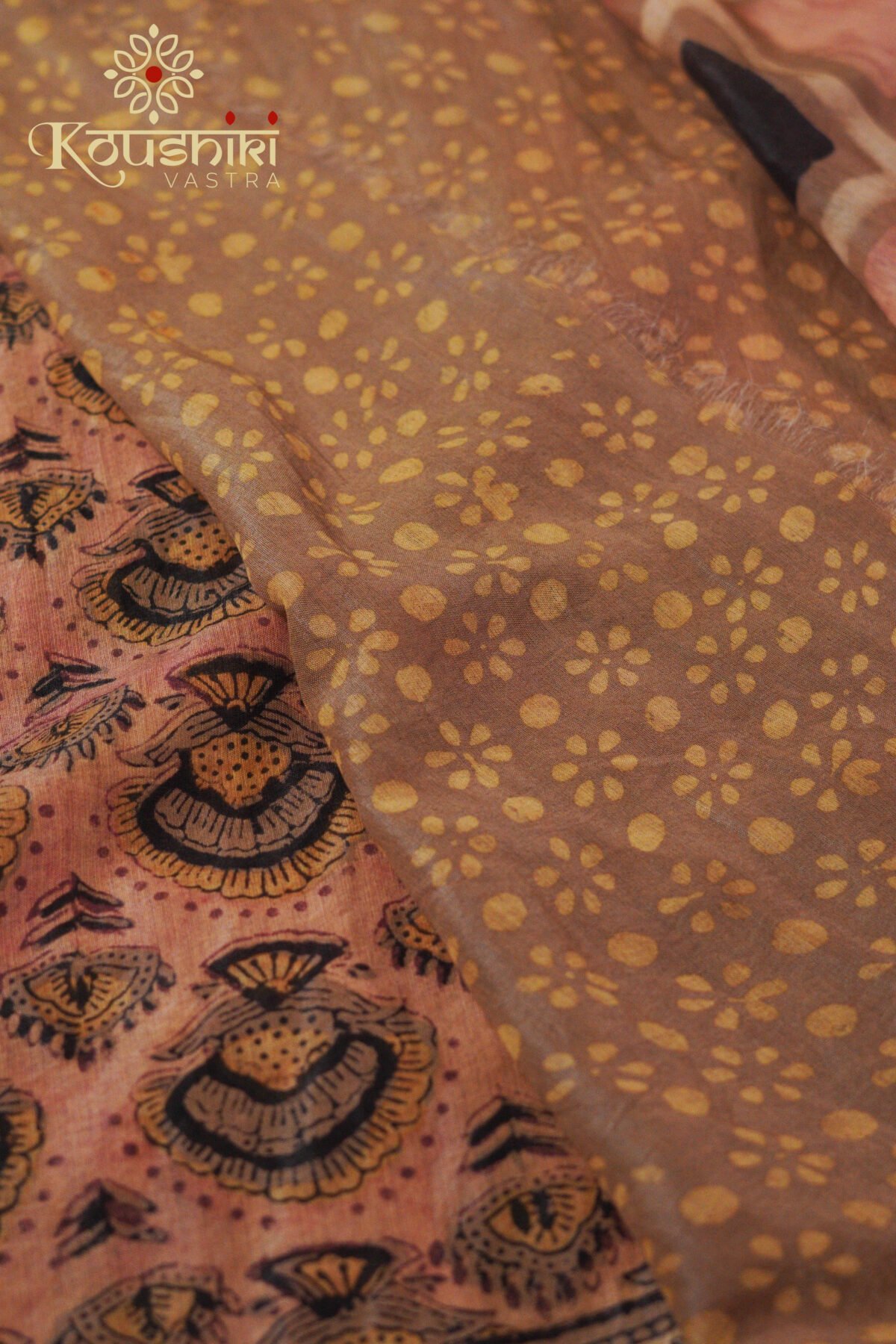 Pure Ajrakh Chanderi Silk – Brown - Image 2