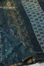 Pure Ajrakh Chanderi Silk – Blue - Image 7