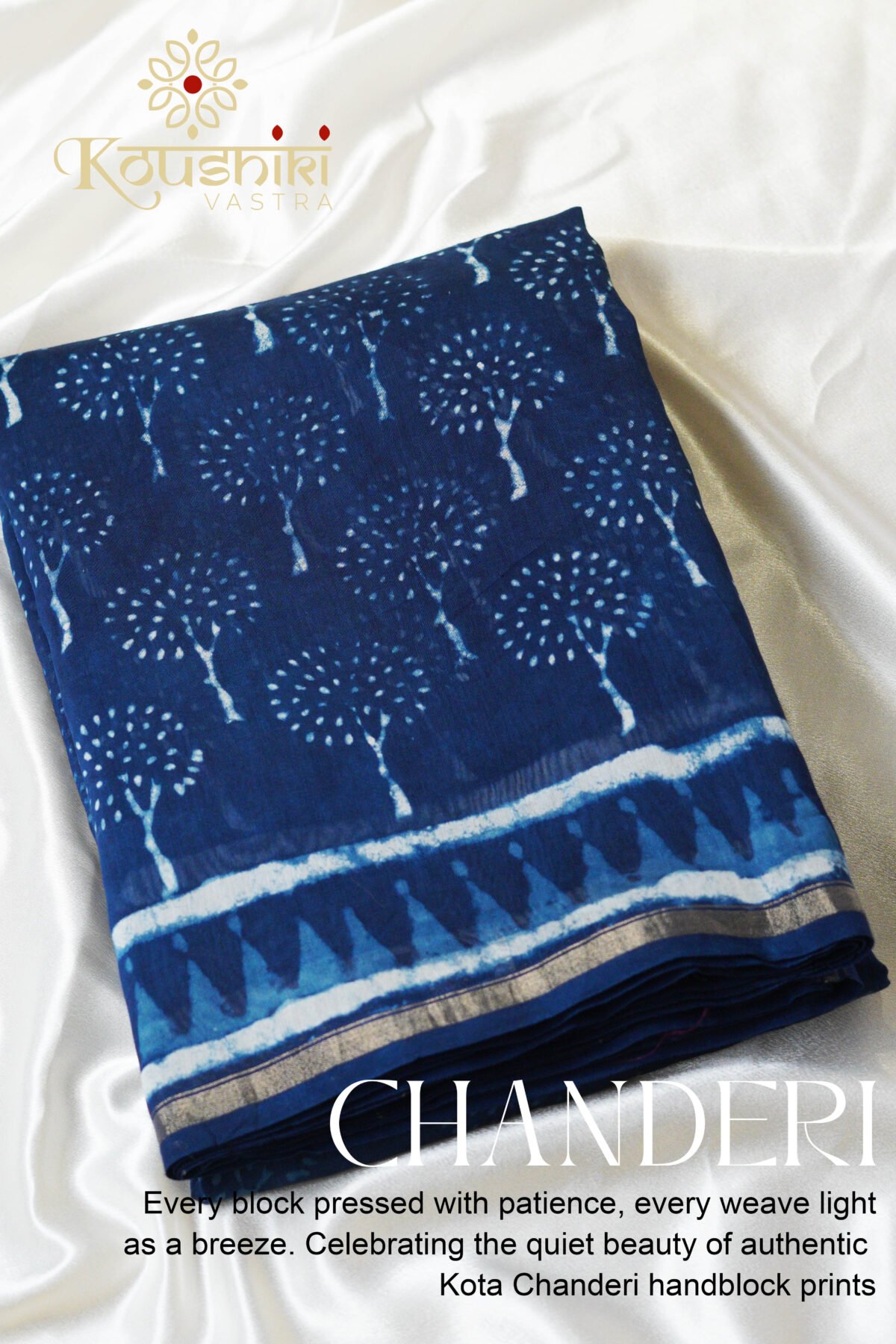Pure Chanderi Silk – Blue - Image 2
