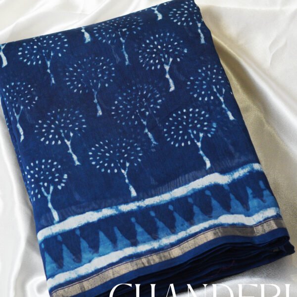 Pure Chanderi Silk – Blue