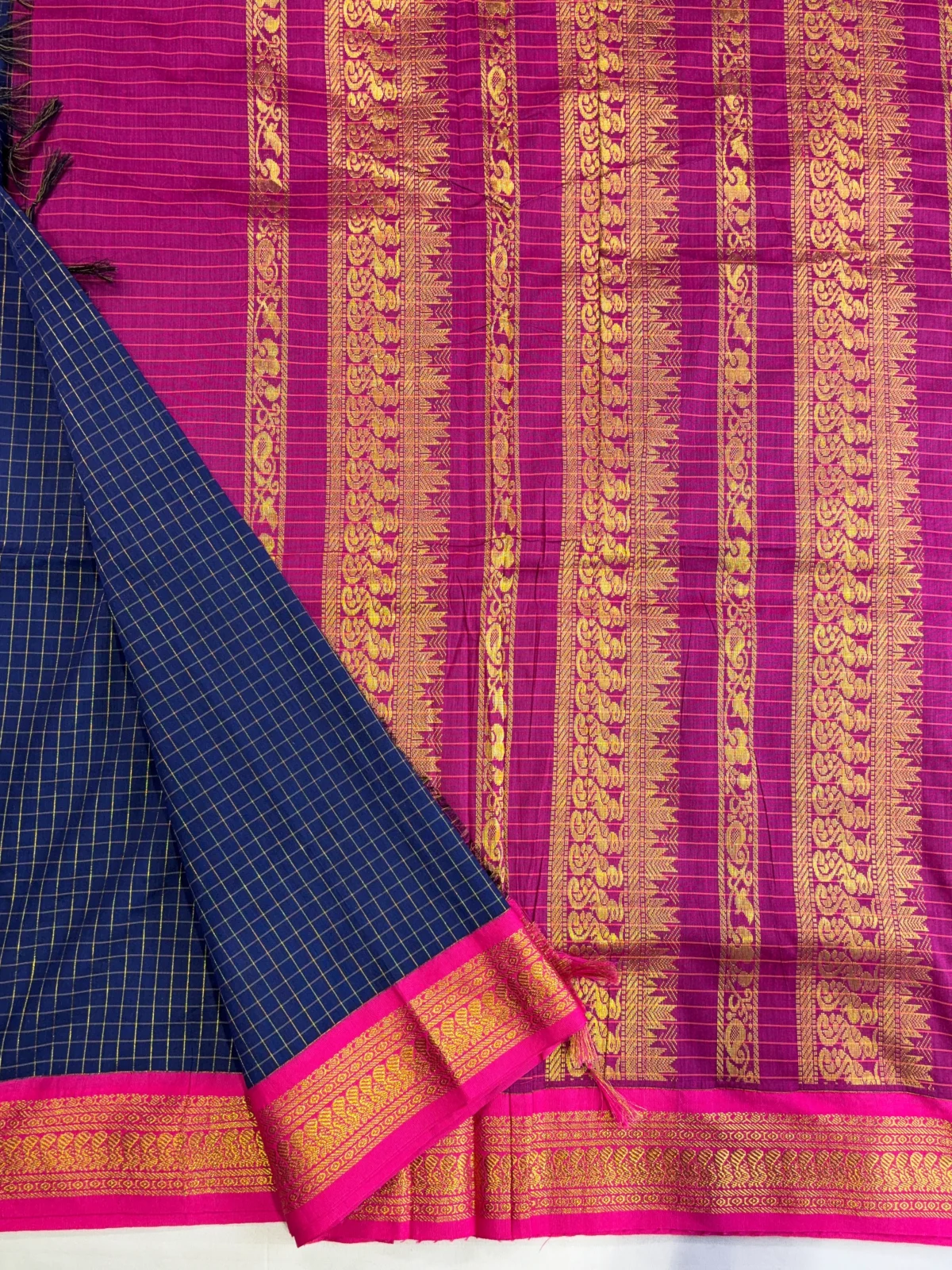 Checked Kalyani Cotton – Blue - Image 3